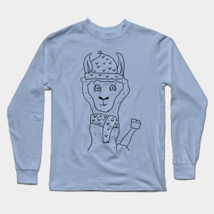 Winter llama, black outline Long Sleeve T-Shirt